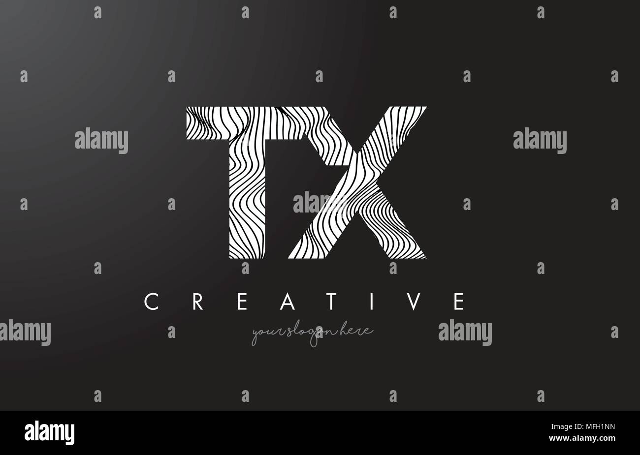 TX T X Letter Logo with Zebra Lines Texture Design Vector Illustration. Stock Vector