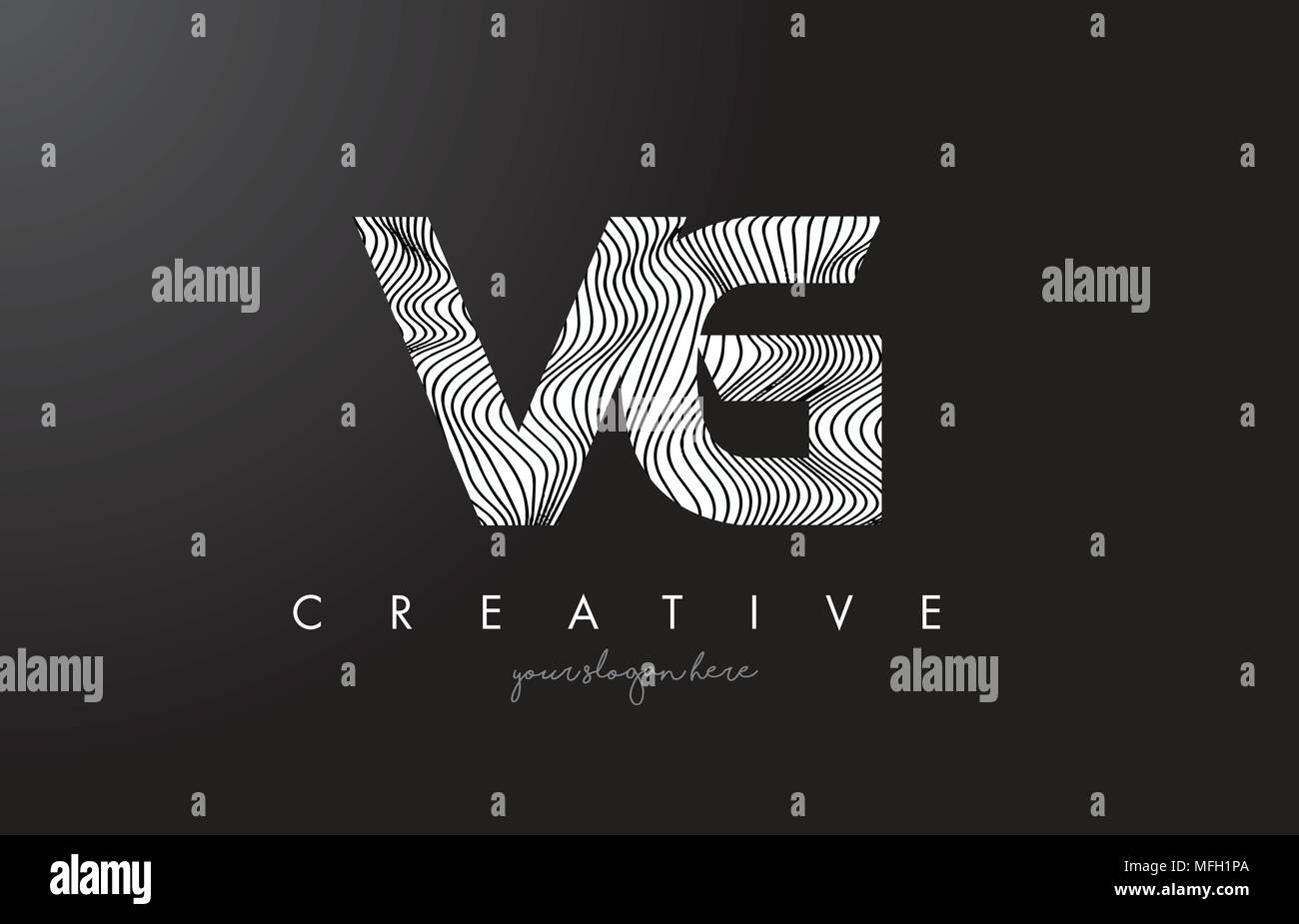 VG V G Letter Logo with Zebra Lines Texture Design Vector Illustration ...