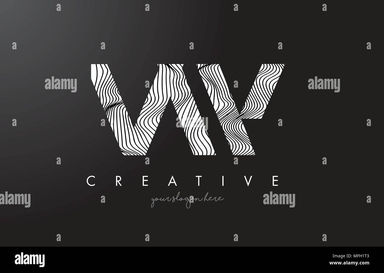 VW V W Letter Logo with Zebra Lines Texture Design Vector Illustration ...