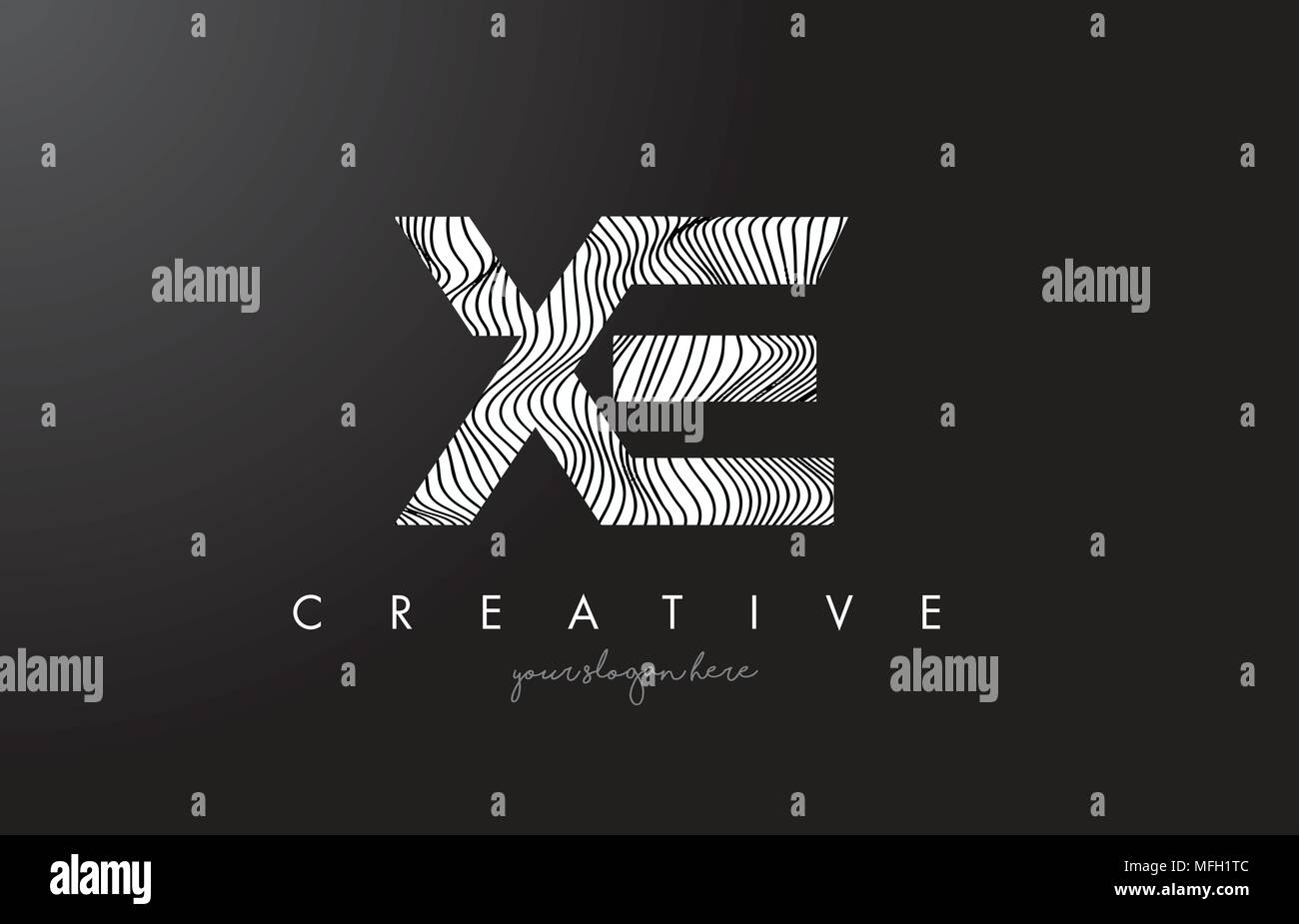 XE X E Letter Logo with Zebra Lines Texture Design Vector Illustration ...