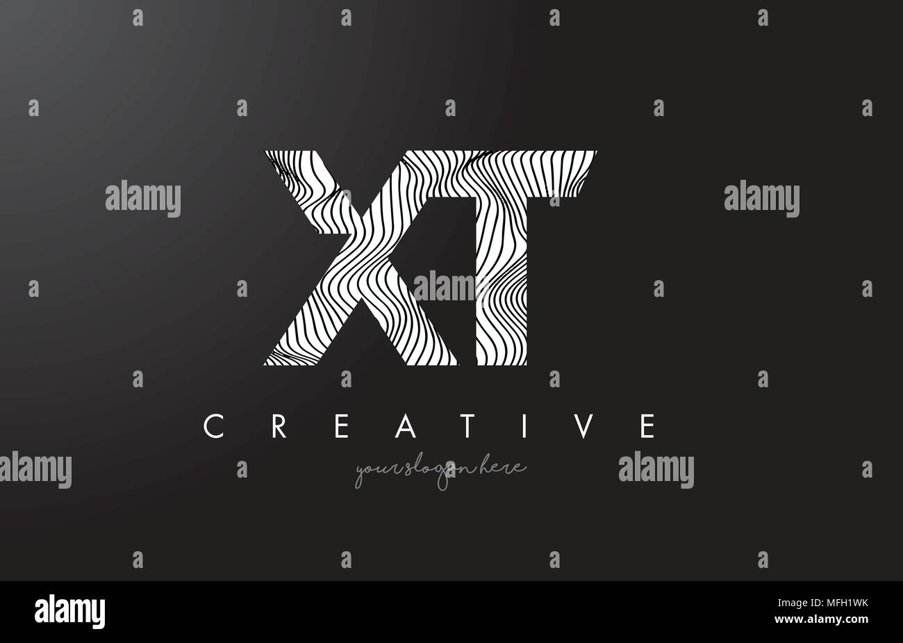 XT X T Letter Logo with Zebra Lines Texture Design Vector Illustration. Stock Vector