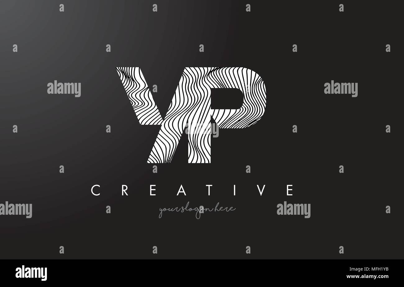 YP Y P Letter Logo with Zebra Lines Texture Design Vector Illustration. Stock Vector