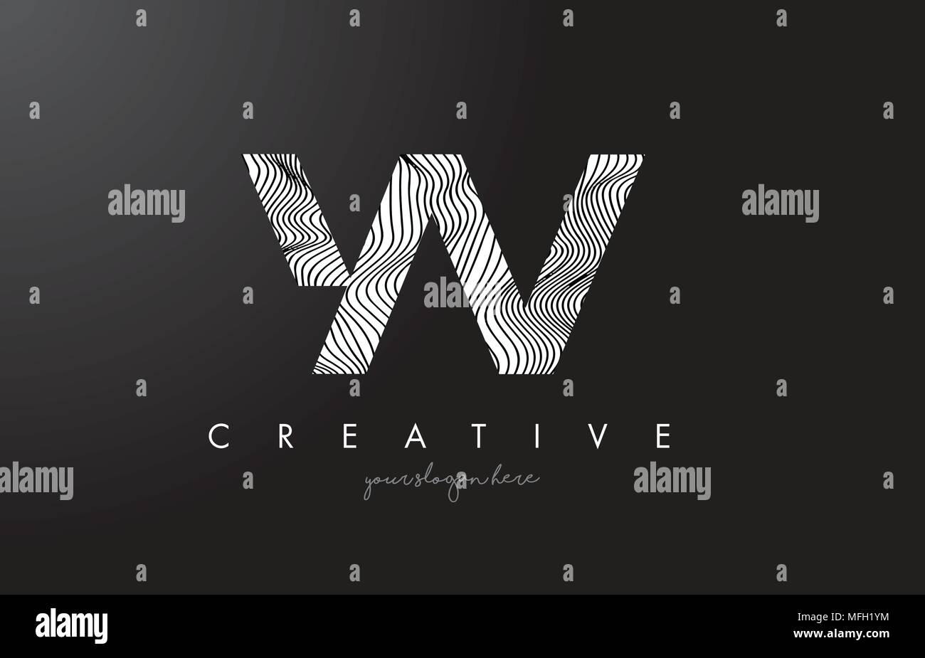YV Y V Letter Logo with Zebra Lines Texture Design Vector Illustration. Stock Vector