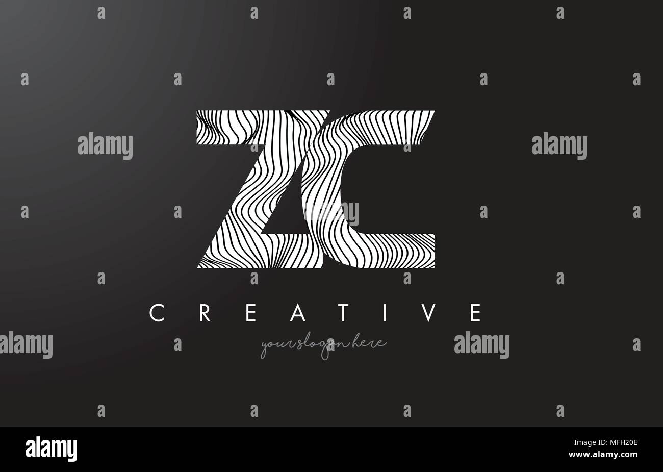 ZC Z C Letter Logo with Zebra Lines Texture Design Vector Illustration ...