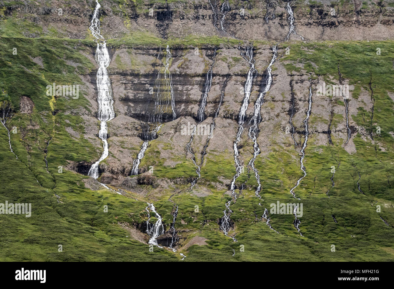 Waterfall, Drangajokull Glacier, Westfjords, Iceland, Polar Regions Stock Photo