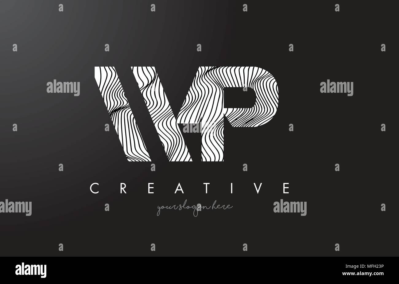 WP W P Letter Logo with Zebra Lines Texture Design Vector Illustration ...