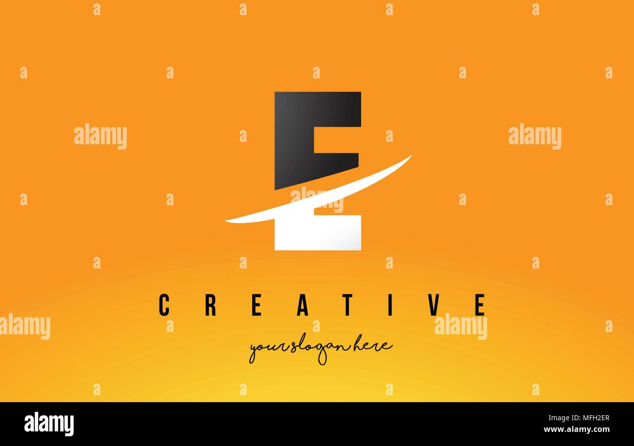E Letter Modern Logo Design with Swoosh Cutting the Middle Letters and ...