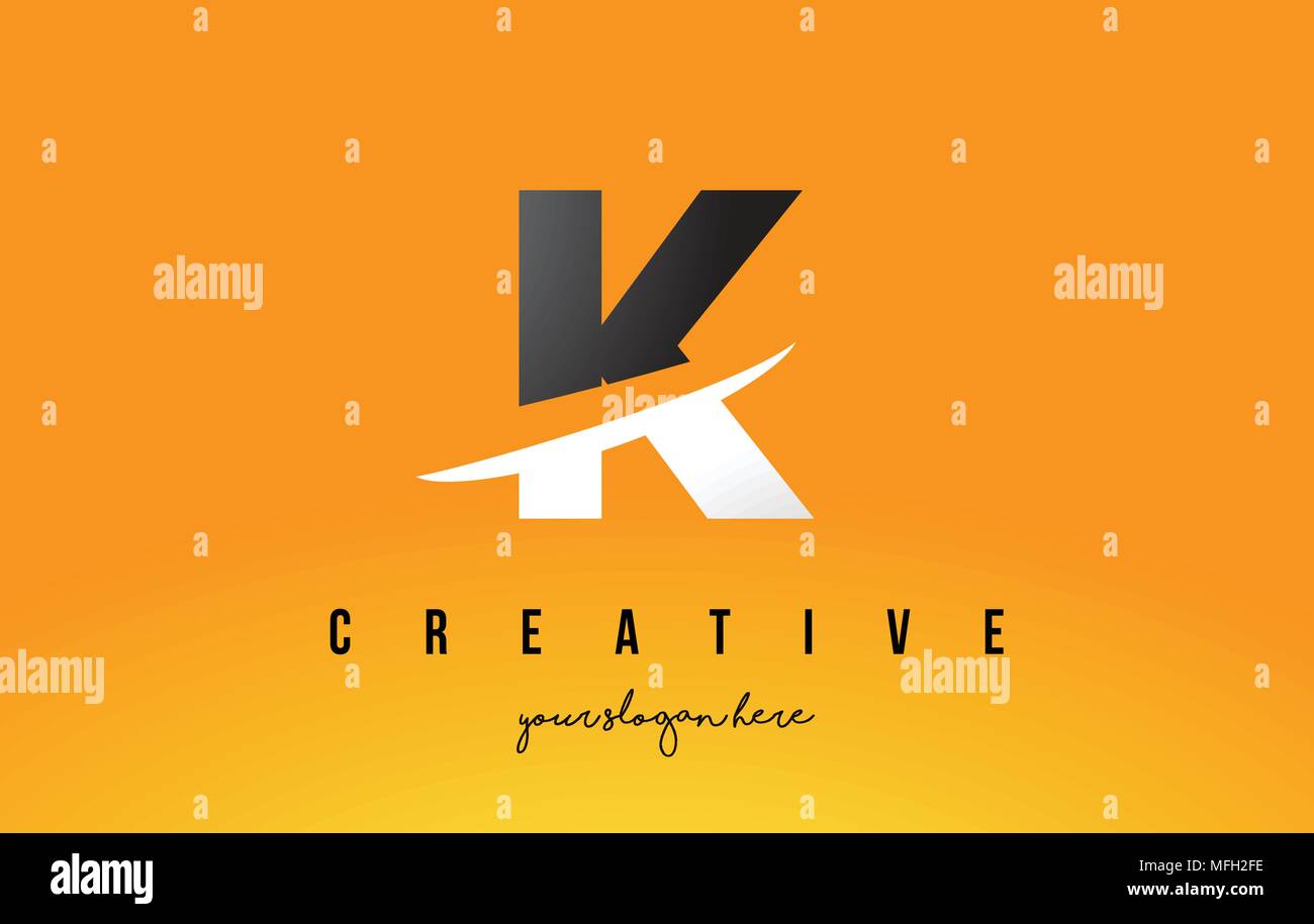 K Letter Modern Logo Design with Swoosh Cutting the Middle Letters and ...