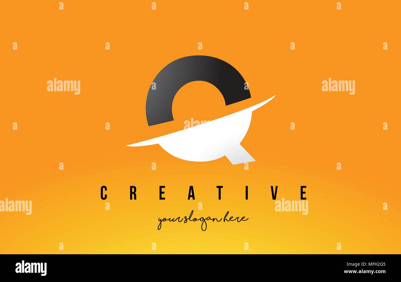 Q Letter Modern Logo Design with Swoosh Cutting the Middle Letters and ...