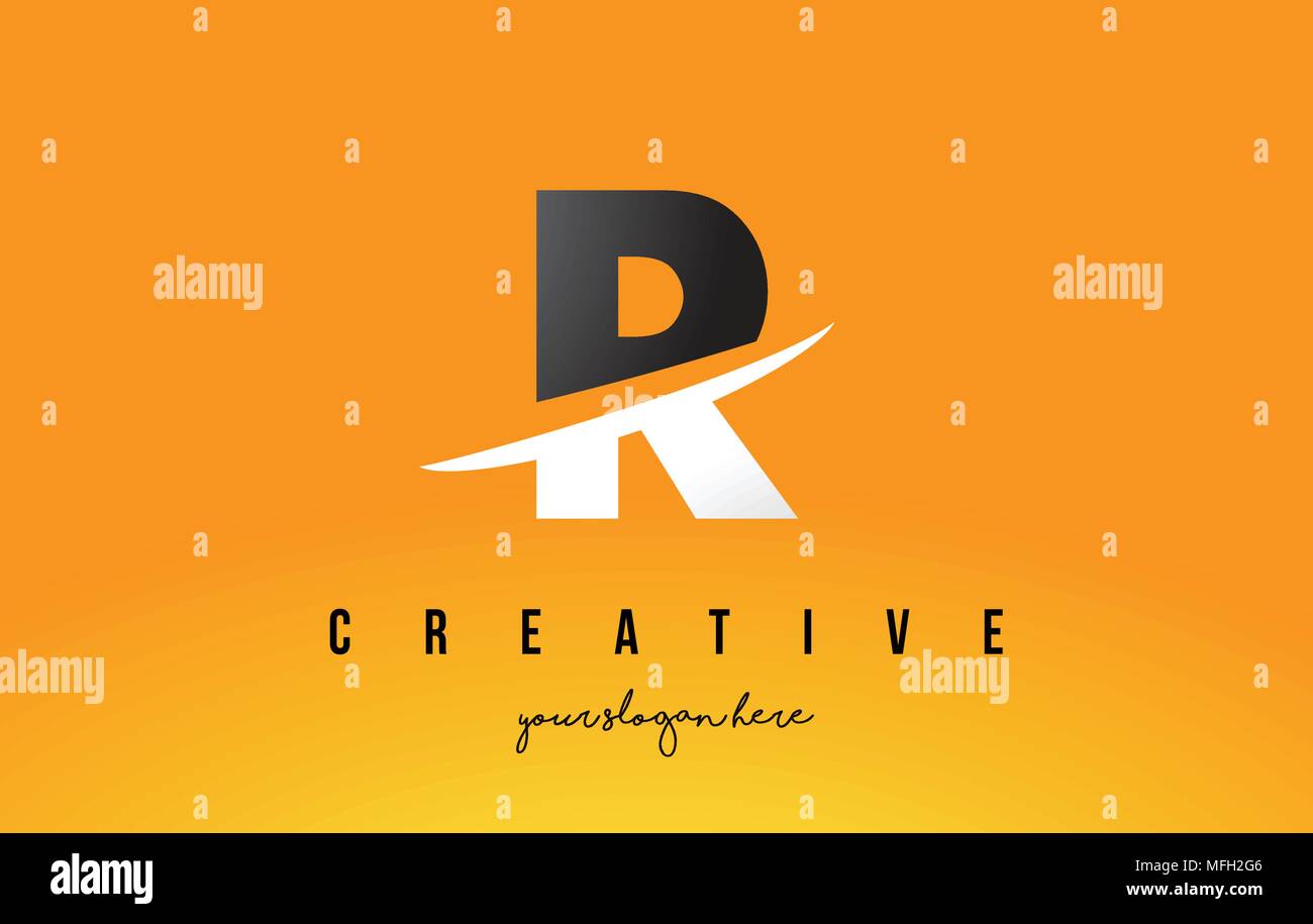 R Letter Modern Logo Design with Swoosh Cutting the Middle Letters and ...