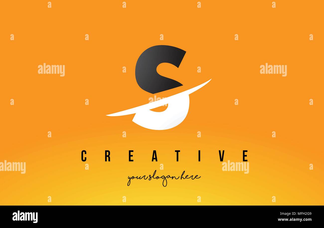 S Letter Modern Logo Design with Swoosh Cutting the Middle Letters and ...