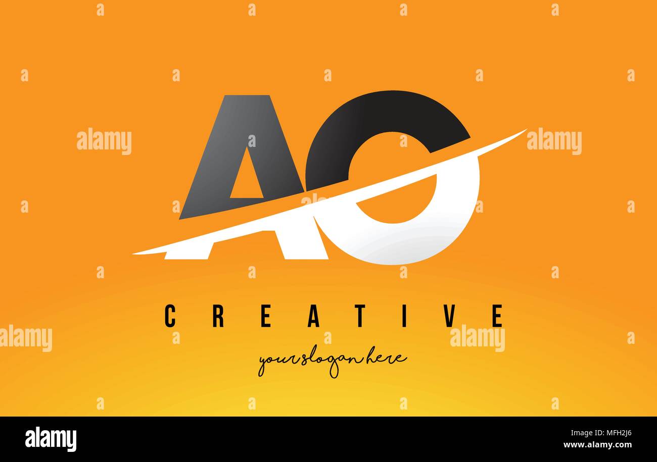 AO A O Letter Modern Logo Design with Swoosh Cutting the Middle Letters ...