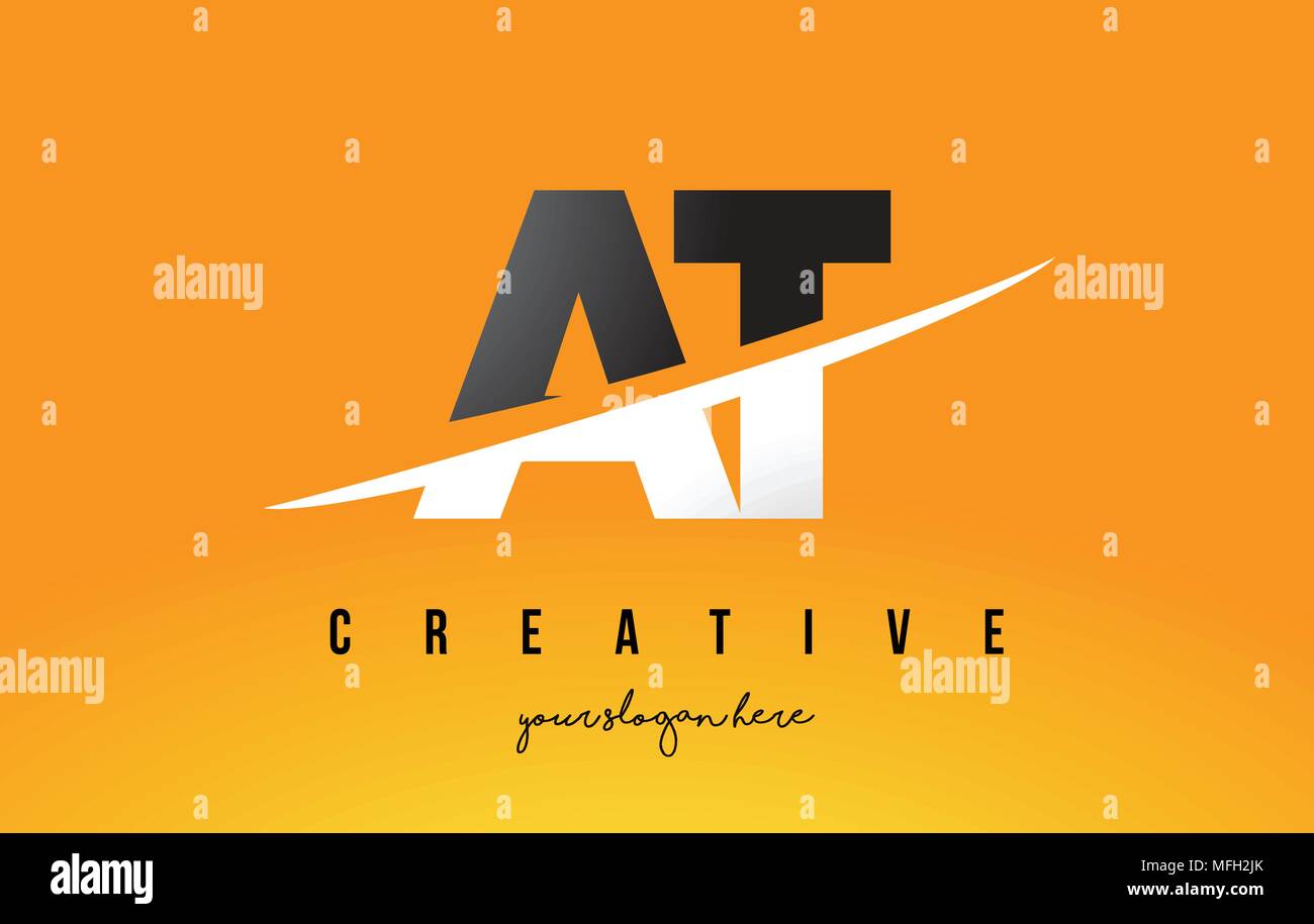AT A T Letter Modern Logo Design with Swoosh Cutting the Middle Letters ...