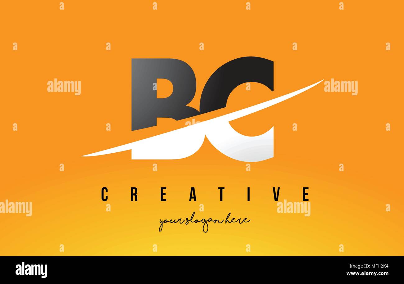 BC B C Letter Modern Logo Design With Swoosh Cutting The Middle Letters ...