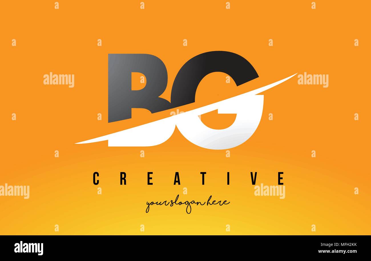 BG B G Letter Modern Logo Design with Swoosh Cutting the Middle Letters ...