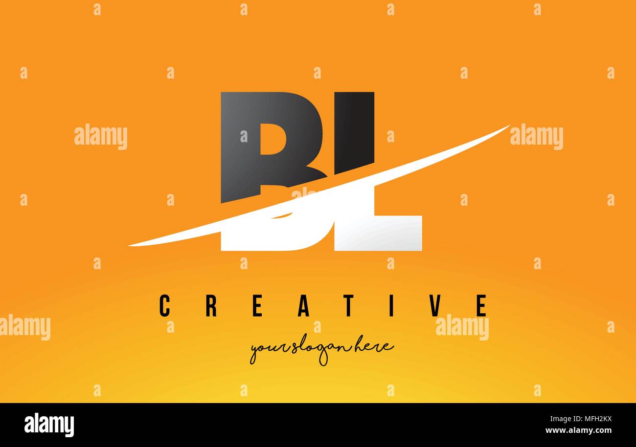 Bl B L Letter Modern Logo Design With Swoosh Cutting The Middle Letters And Yellow Background Stock Vector Image Art Alamy