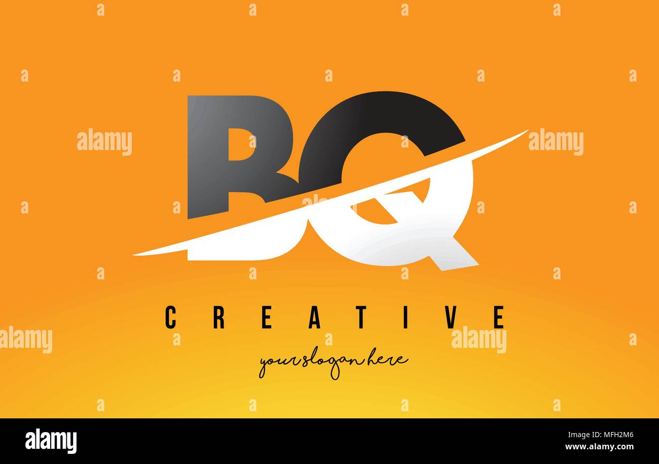 BQ B Q Letter Modern Logo Design with Swoosh Cutting the Middle Letters ...