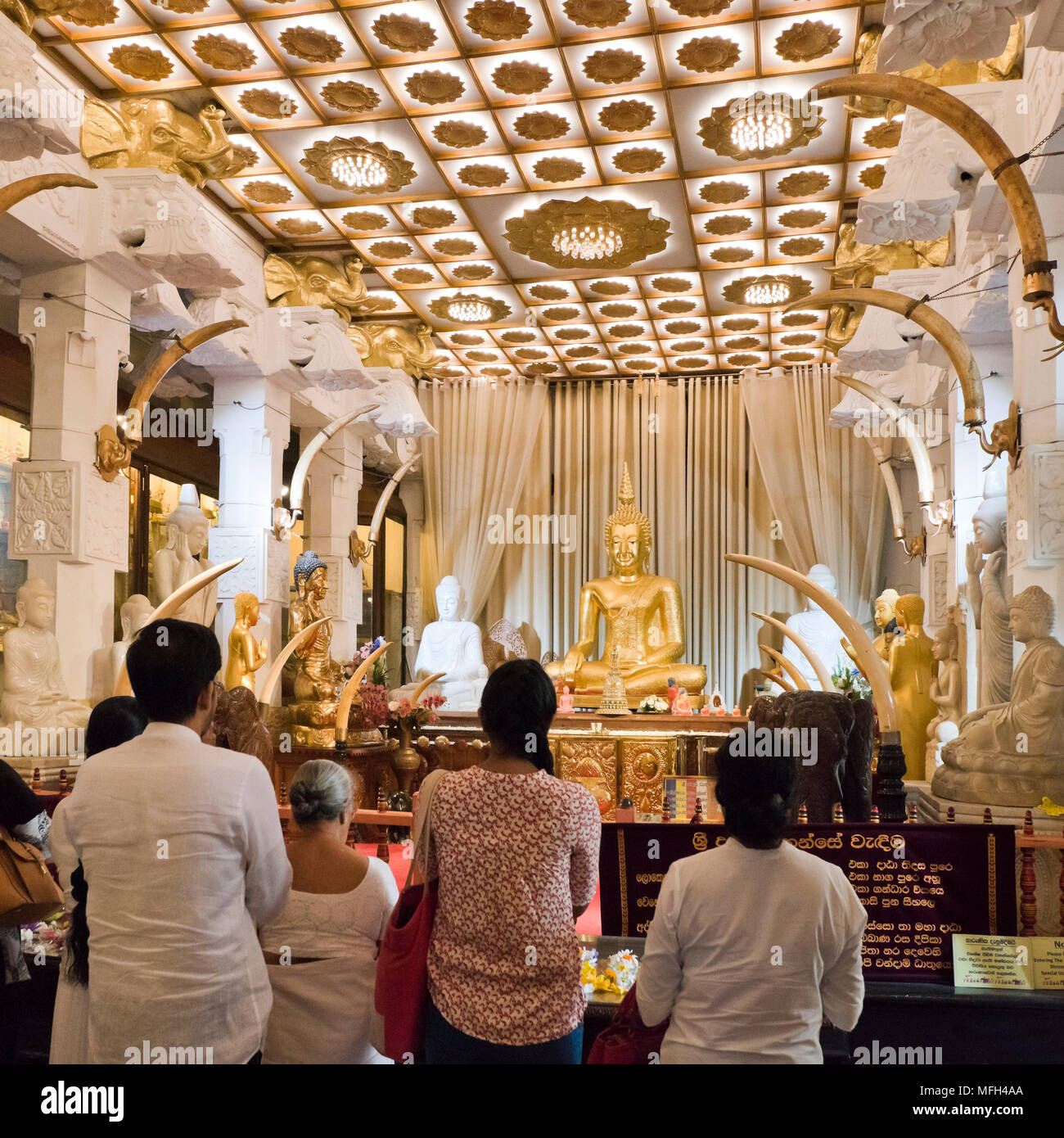 Square view inside the Temple of the Sacred Tooth Relic in Kandy, Sri Lanka. Stock Photo