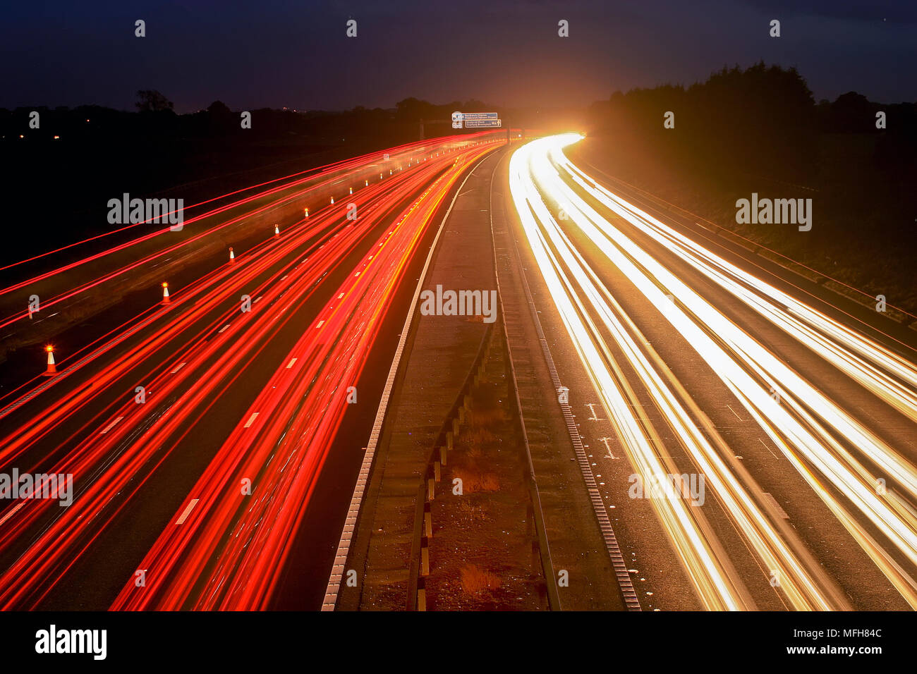Motorway at night Stock Photo