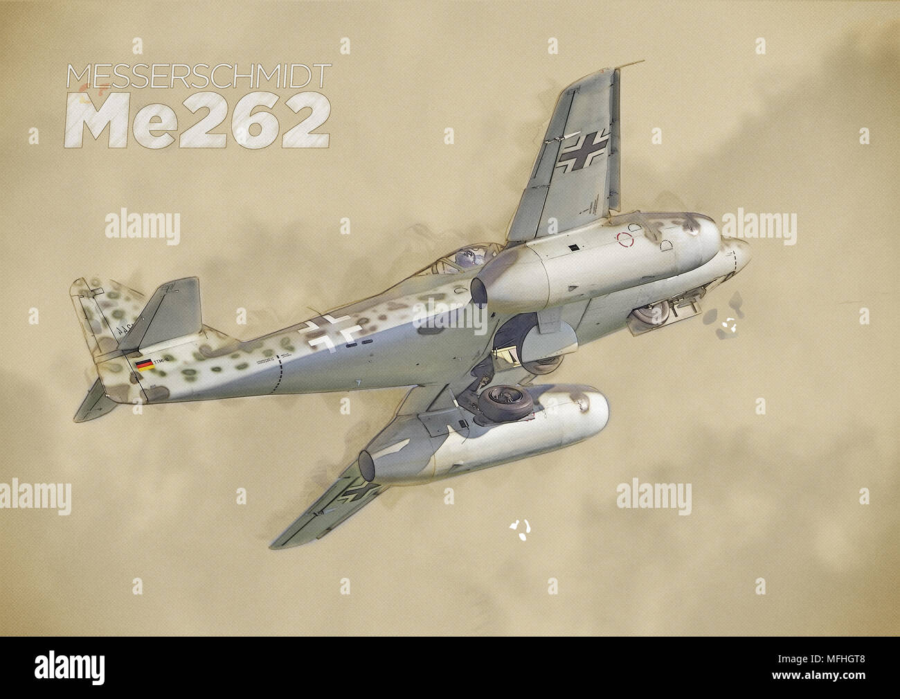 Me262 taking off and retracting landing gear Stock Photo Alamy