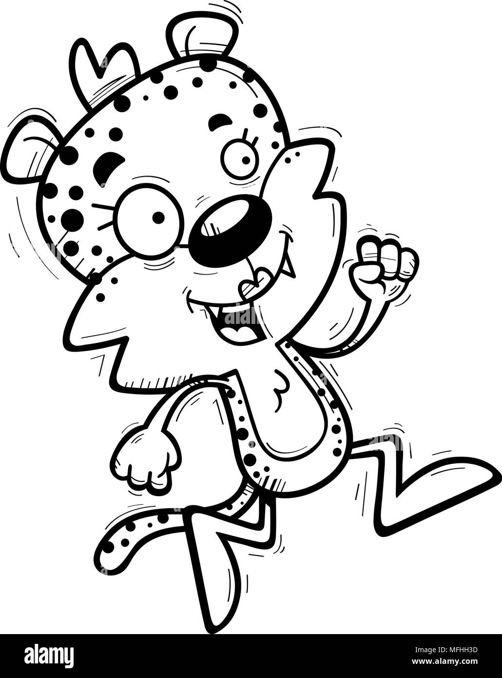 A cartoon illustration of a female leopard running. Stock Vector