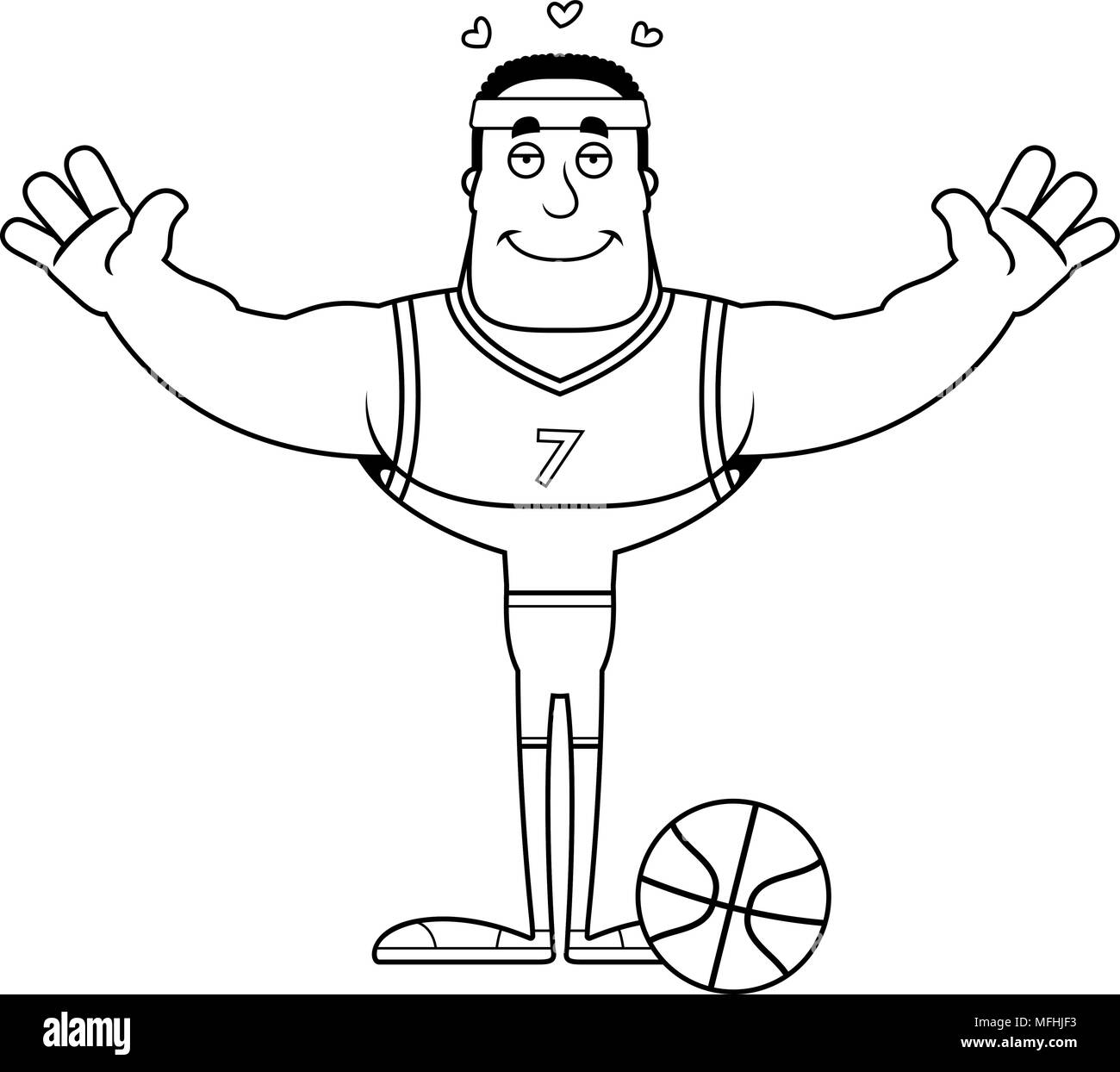 A cartoon basketball player ready to give a hug Stock Vector Image