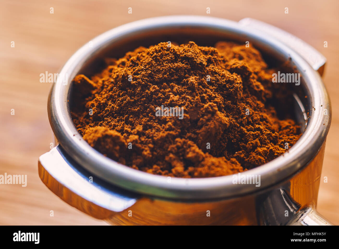 ground coffee in a holder Stock Photo Alamy