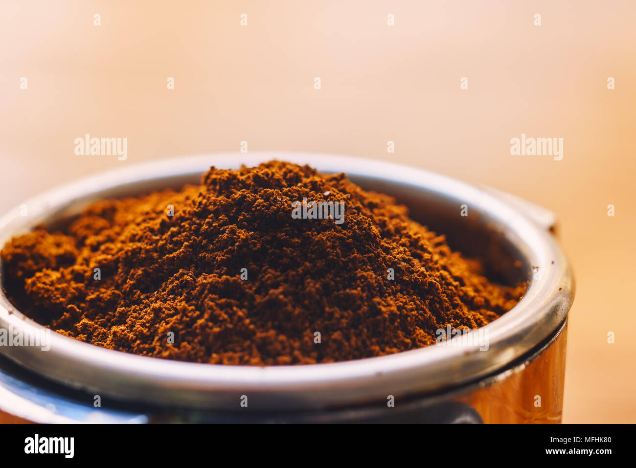 ground coffee in a holder Stock Photo Alamy