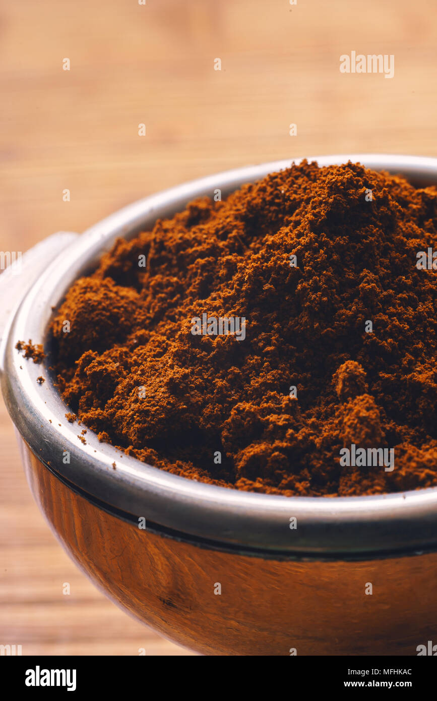 ground coffee in a holder Stock Photo Alamy