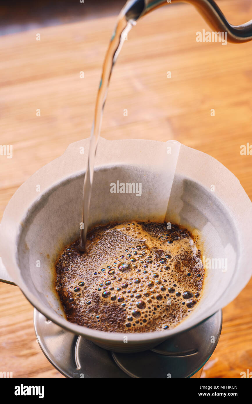 Drip brewing filtered coffee Stock Photo Alamy