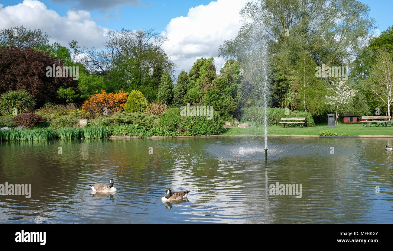 Memorial Park, Pinner, Middlesex, UK. Panoramic photo taken on a sunny ...