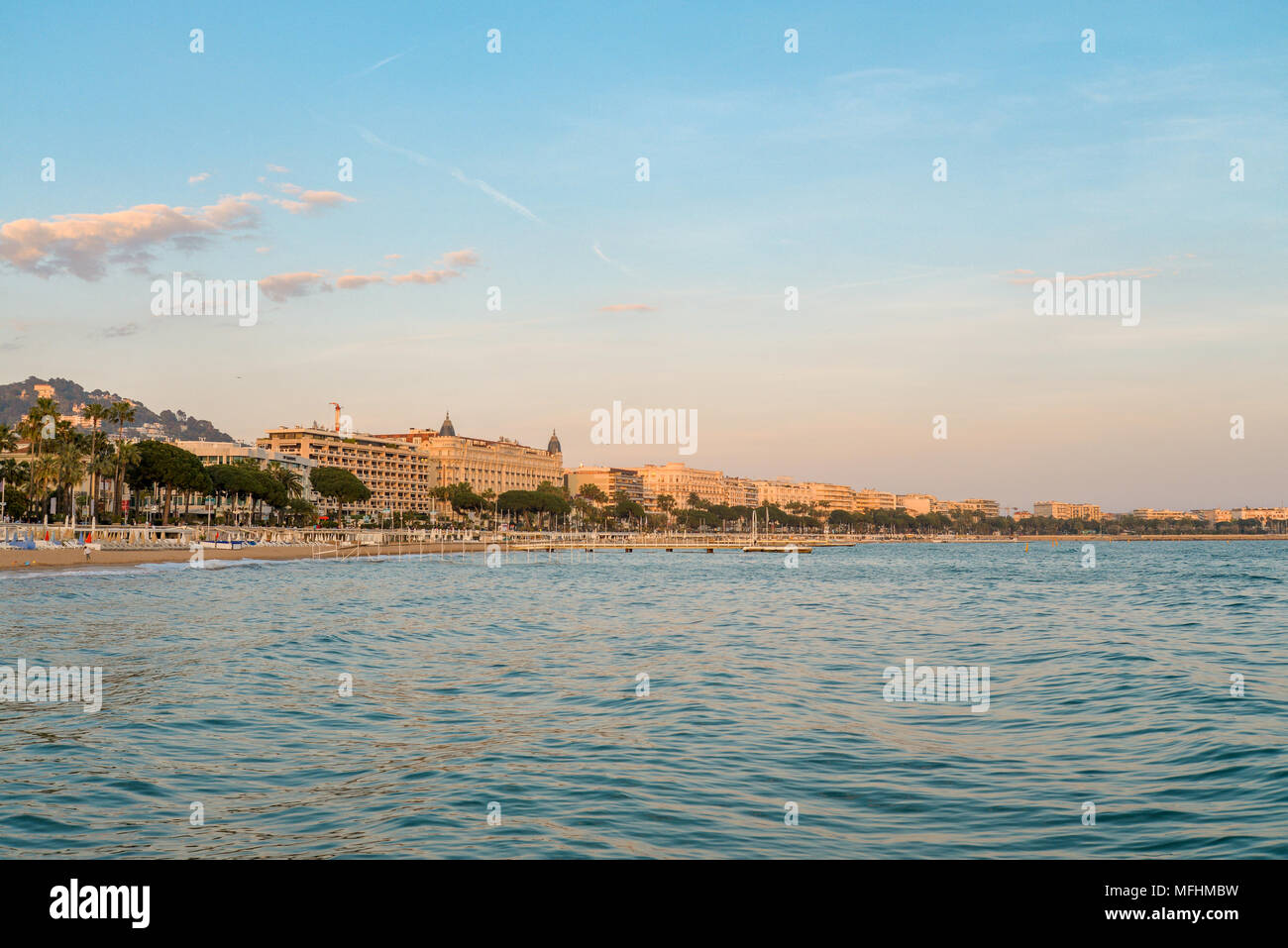 Cannes at sunset with beautiful cityscape, french riviera France Stock Photo