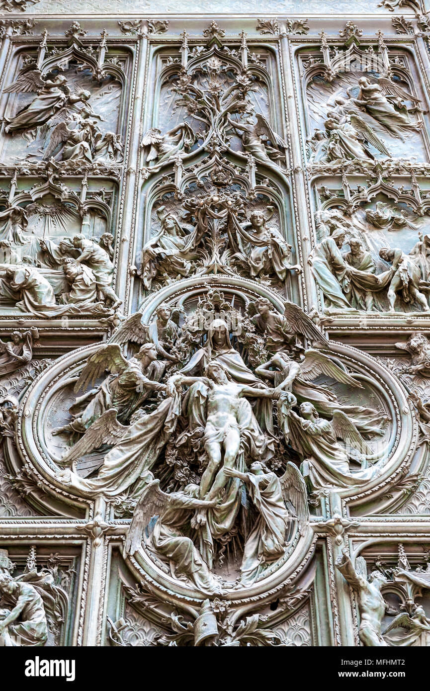Sculptures on the Milan Cathedral (Duomo di Milano), the largest