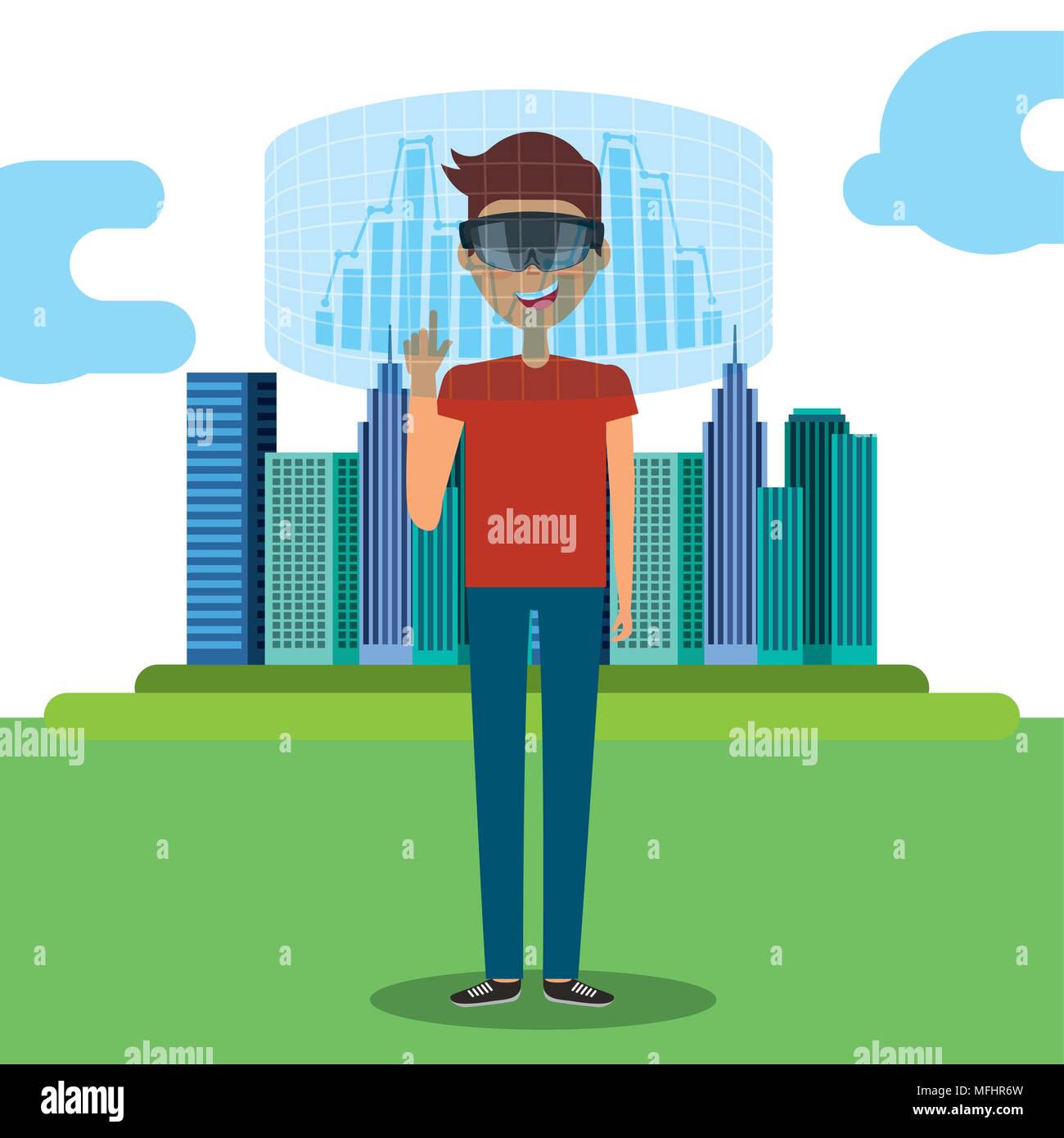 virtual reality related Stock Vector
