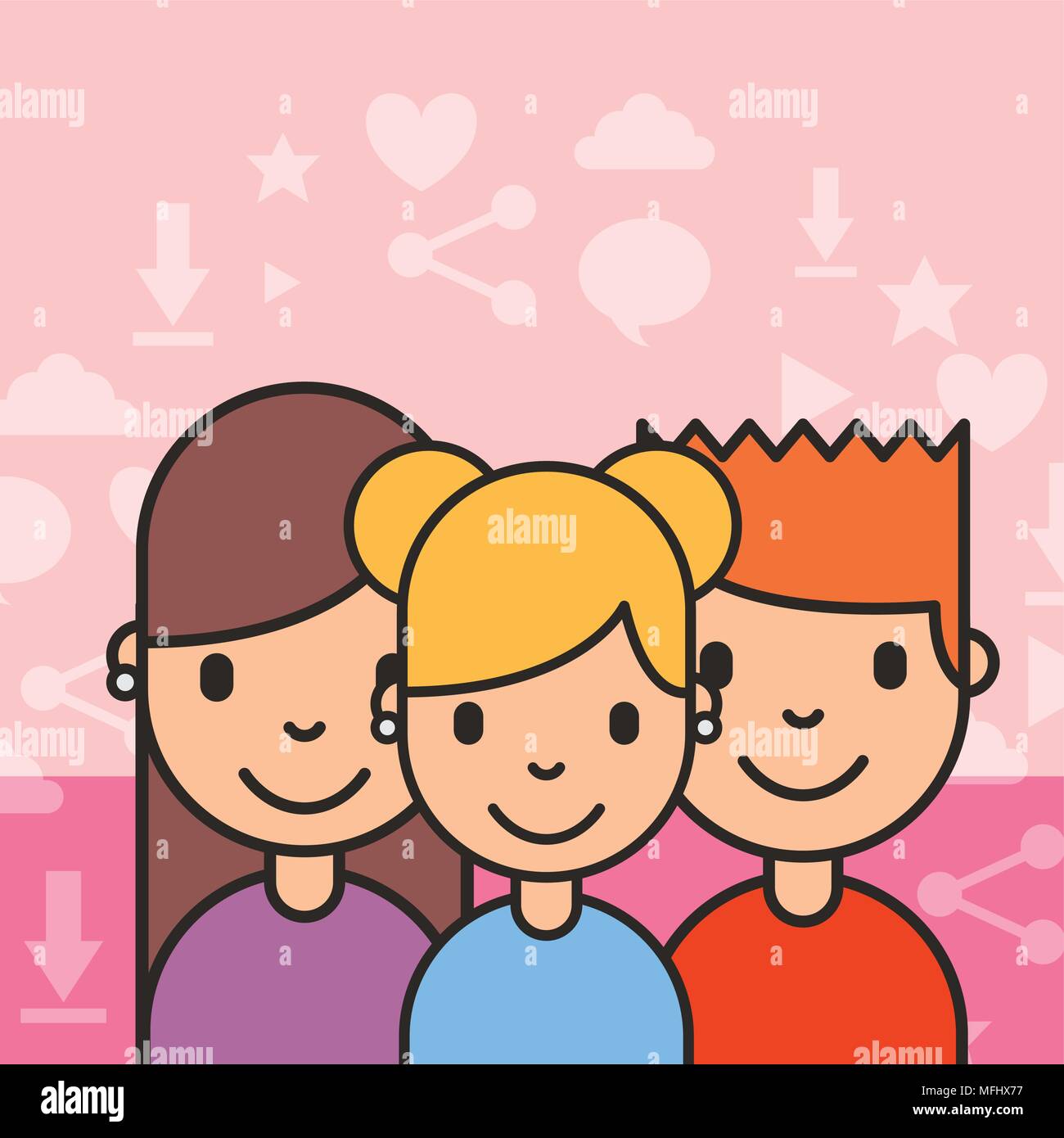 group teenagers people social media background Stock Vector Image & Art ...
