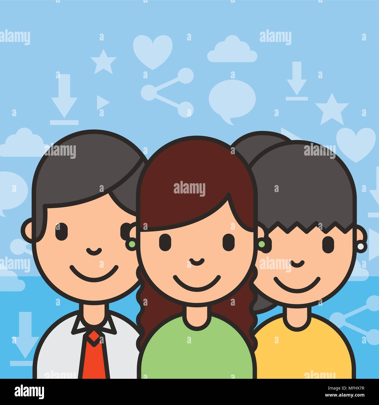 group teenagers people social media background Stock Vector Image & Art ...