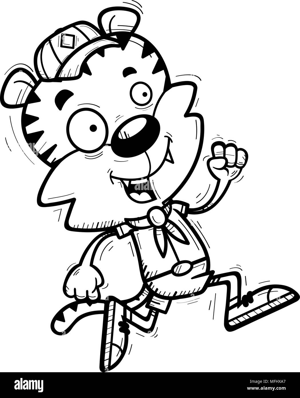 A cartoon illustration of a male tiger scout running Stock Vector Image ...