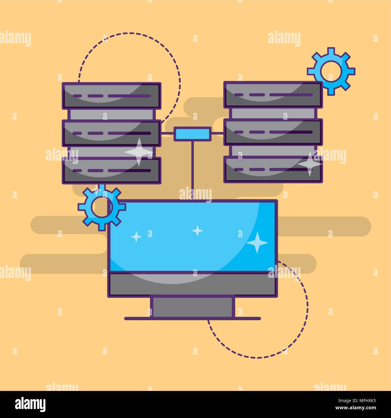 computer data server center setting technology Stock Vector