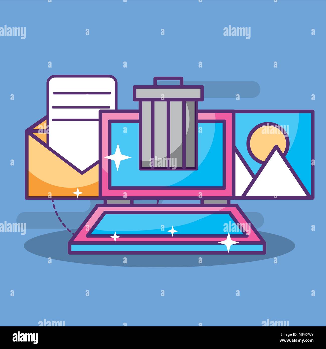 Laptop trash icon Stock Vector Images Alamy