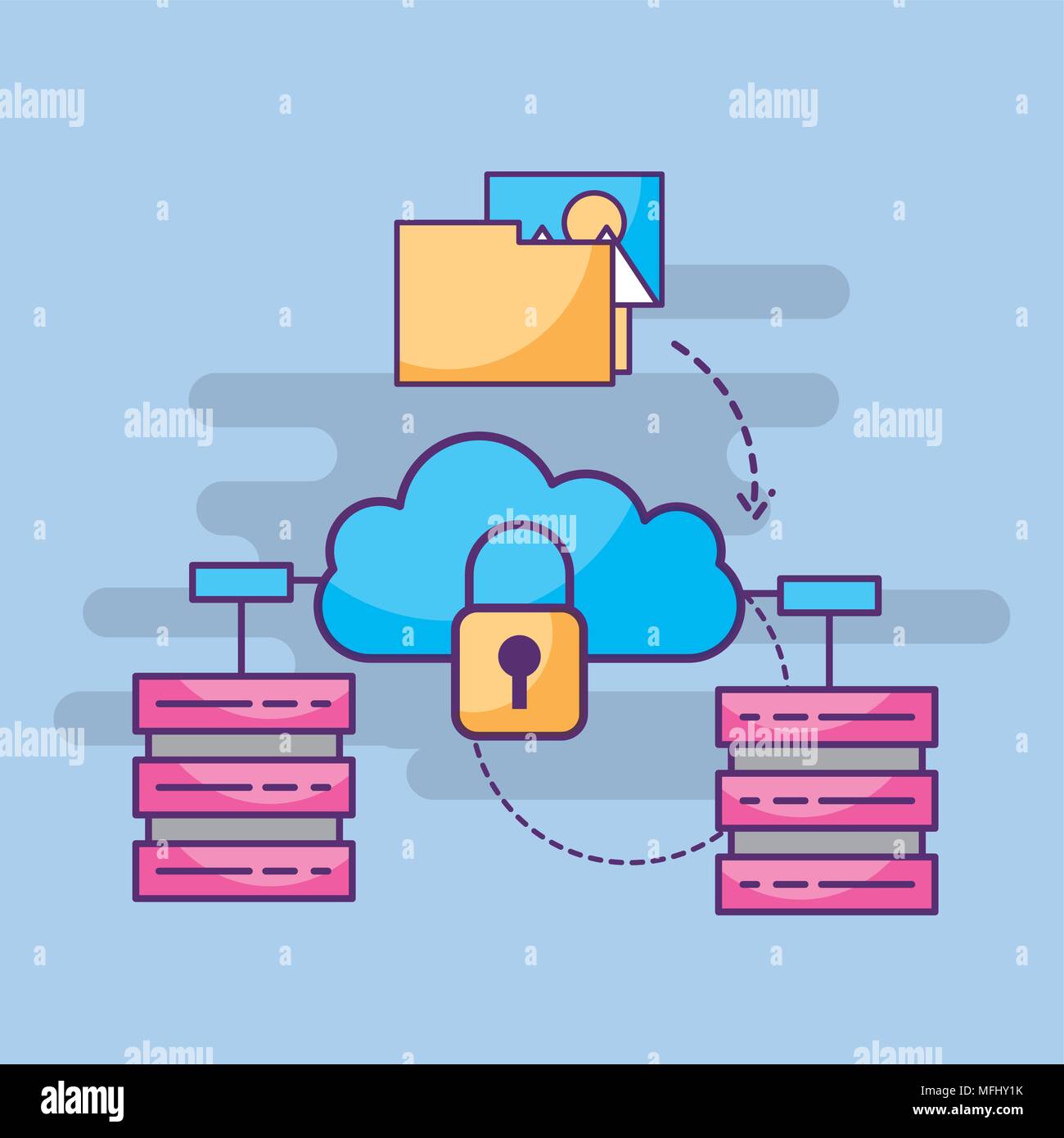 cloud storage cyber security folder files photo Stock Vector Image ...