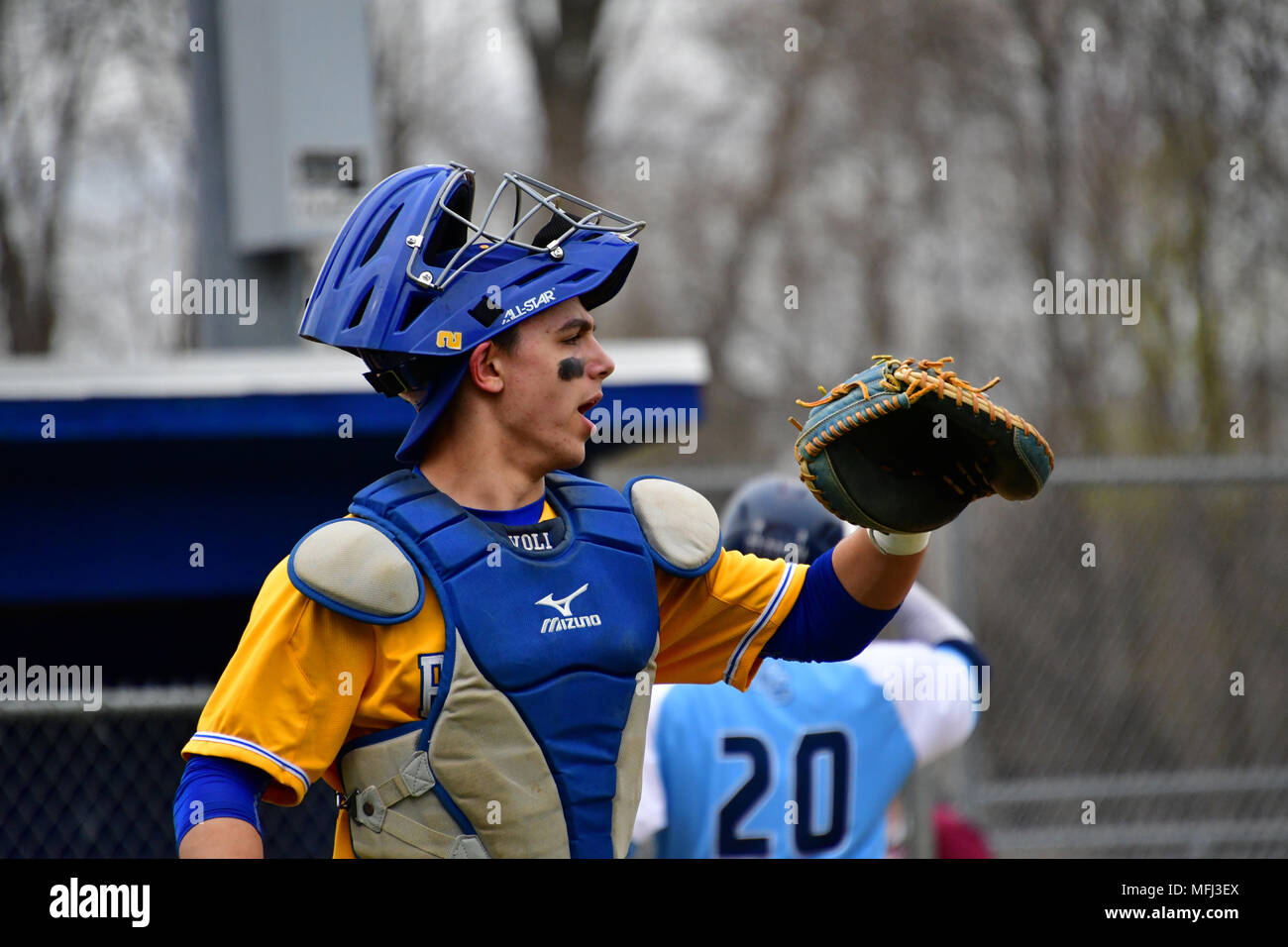 Butler, NJ, USA. 24th April, 2018. High School baseball game being