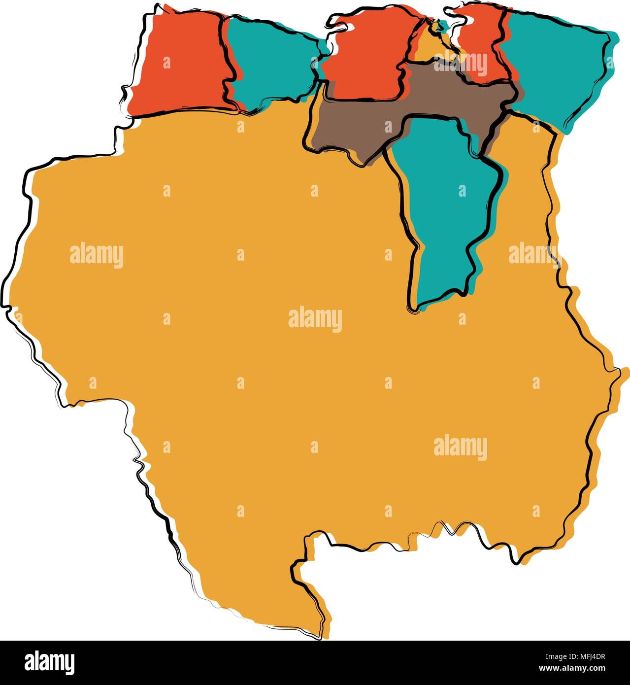 Political Map Of Suriname Stock Vector Image Art Alamy   Political Map Of Suriname MFJ4DR 