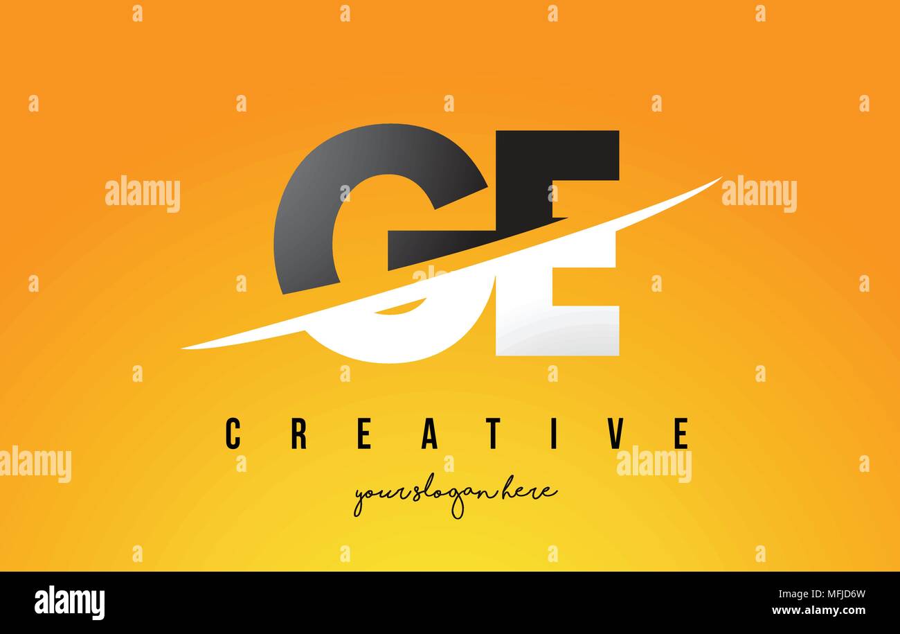 GE G E Letter Modern Logo Design with Swoosh Cutting the Middle Letters ...