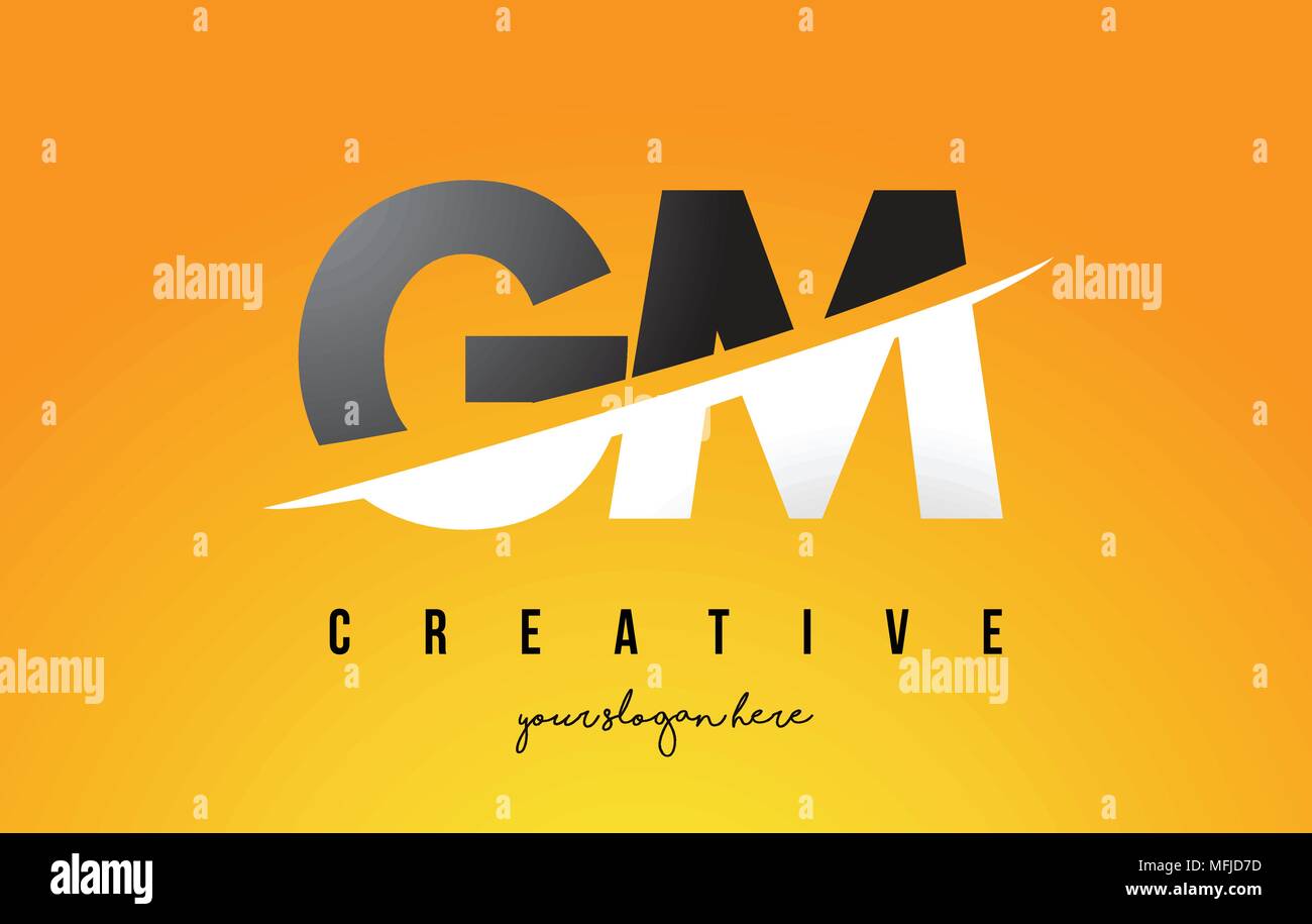 Gm logo initial with circle line cut design Vector Image
