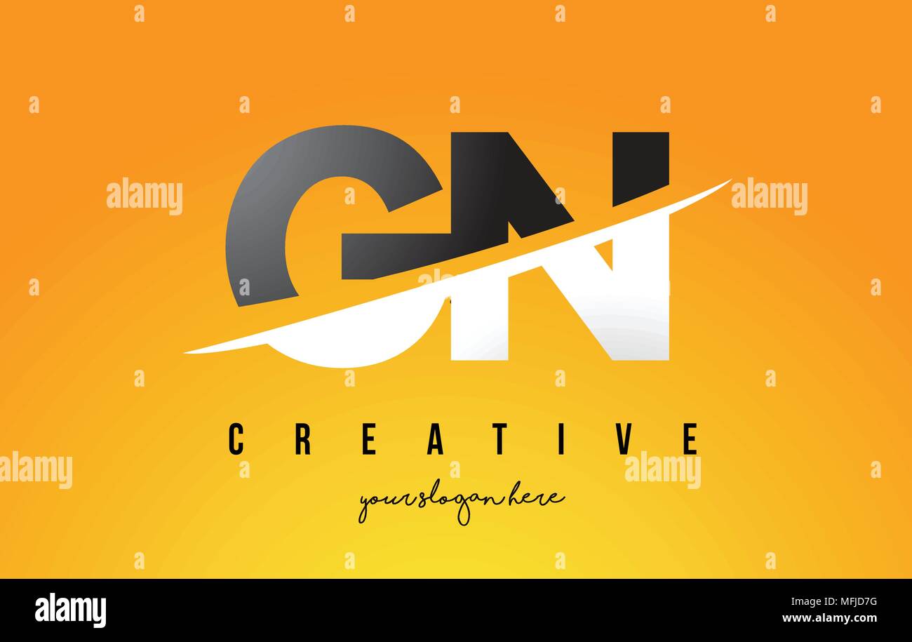 GN G N Letter Modern Logo Design with Swoosh Cutting the Middle Letters ...