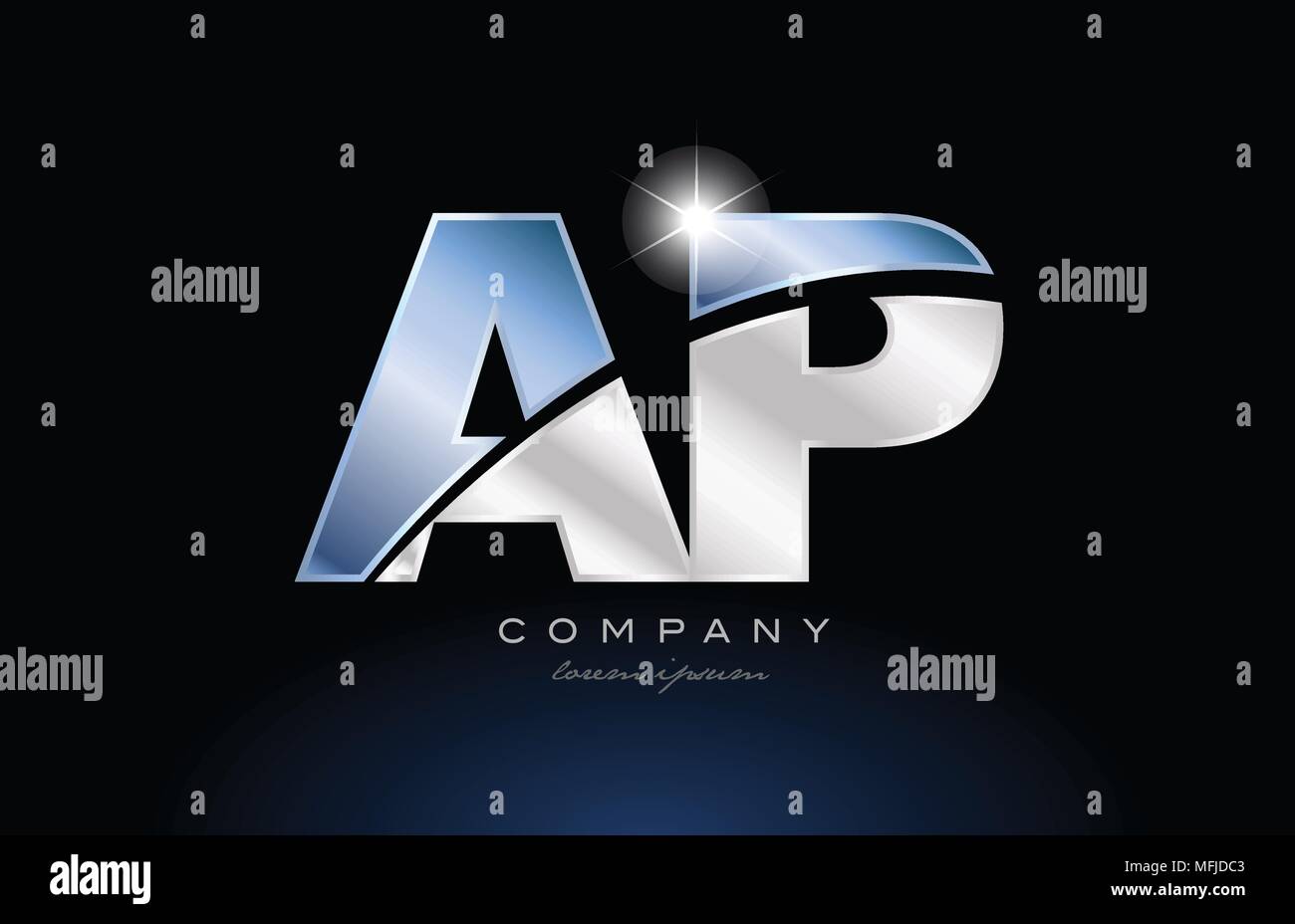 alphabet letter ap a p logo design with metal blue color suitable for a ...