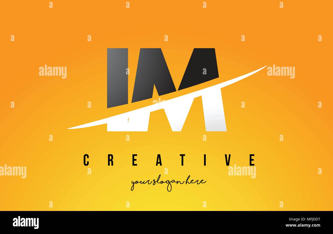 IM I M Letter Modern Logo Design with Swoosh Cutting the Middle Letters ...