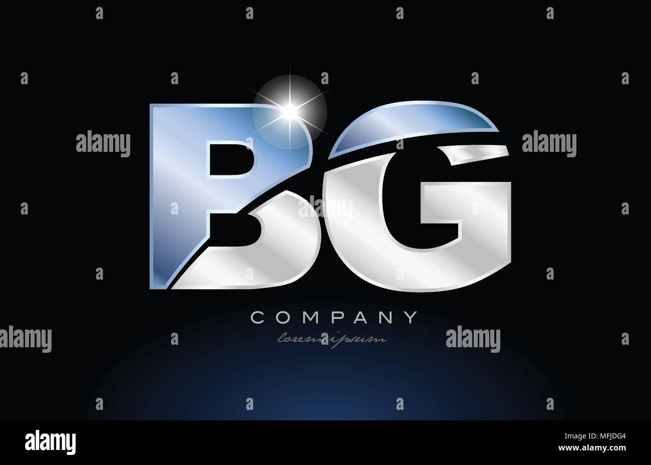 alphabet letter bg b g logo design with metal blue color suitable for a ...