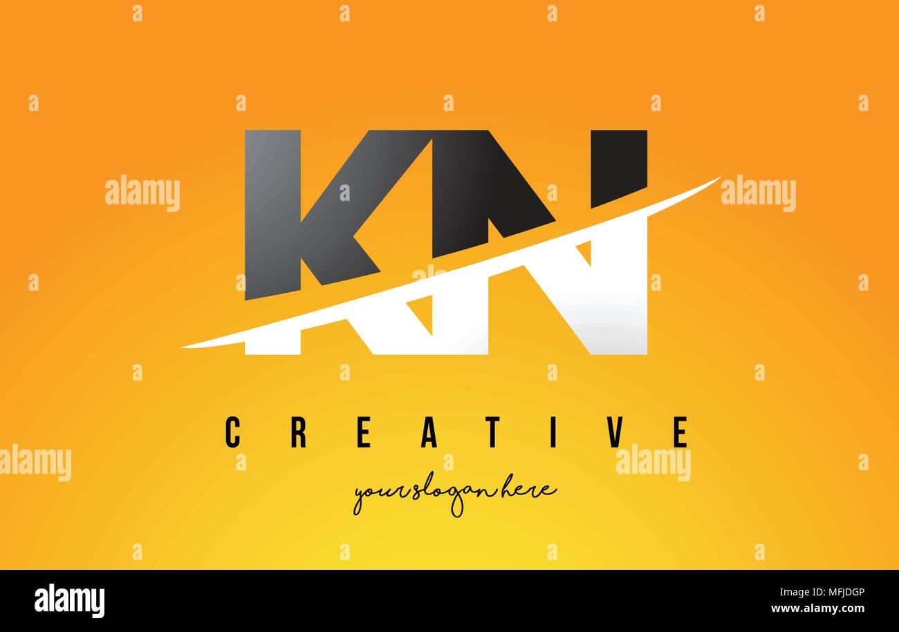 KN K N Letter Modern Logo Design with Swoosh Cutting the Middle Letters ...