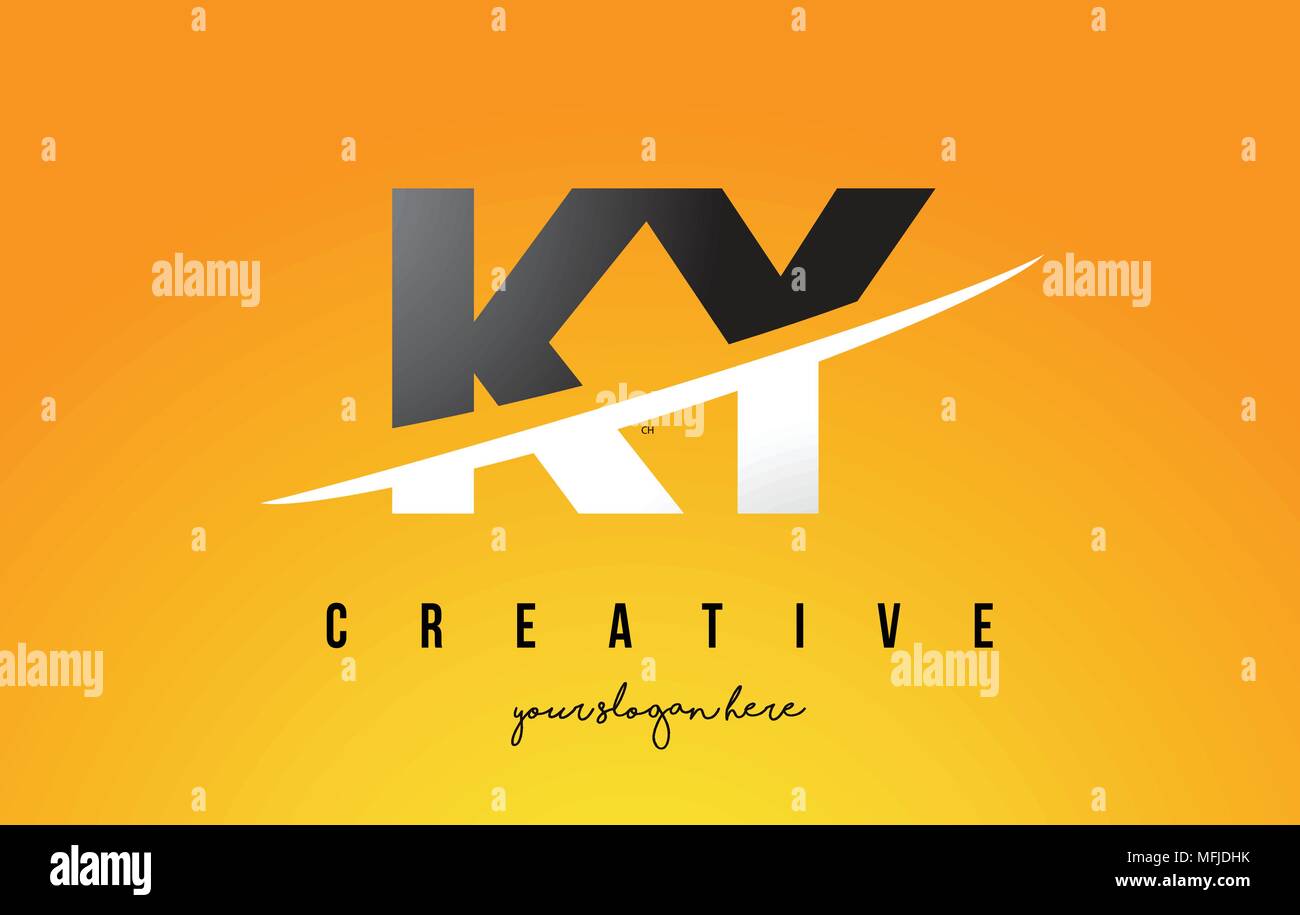 KY K Y Letter Modern Logo Design with Swoosh Cutting the Middle Letters ...